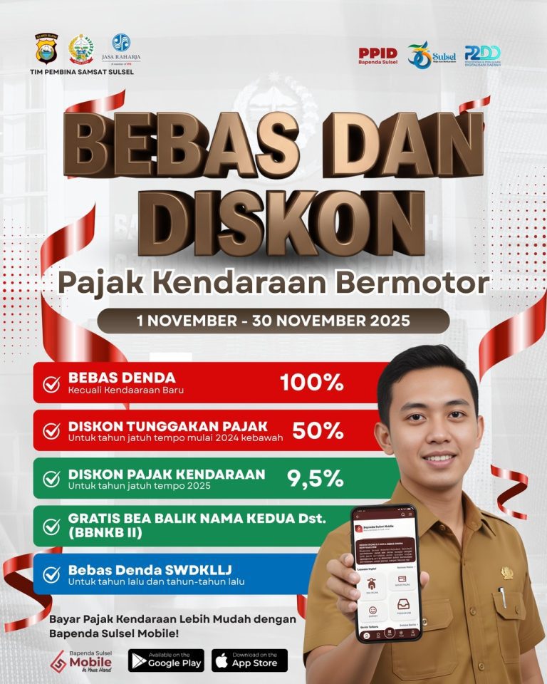 Insentif PKB Sulsel Berlanjut: Denda Dihapus, Diskon hingga 50 Persen